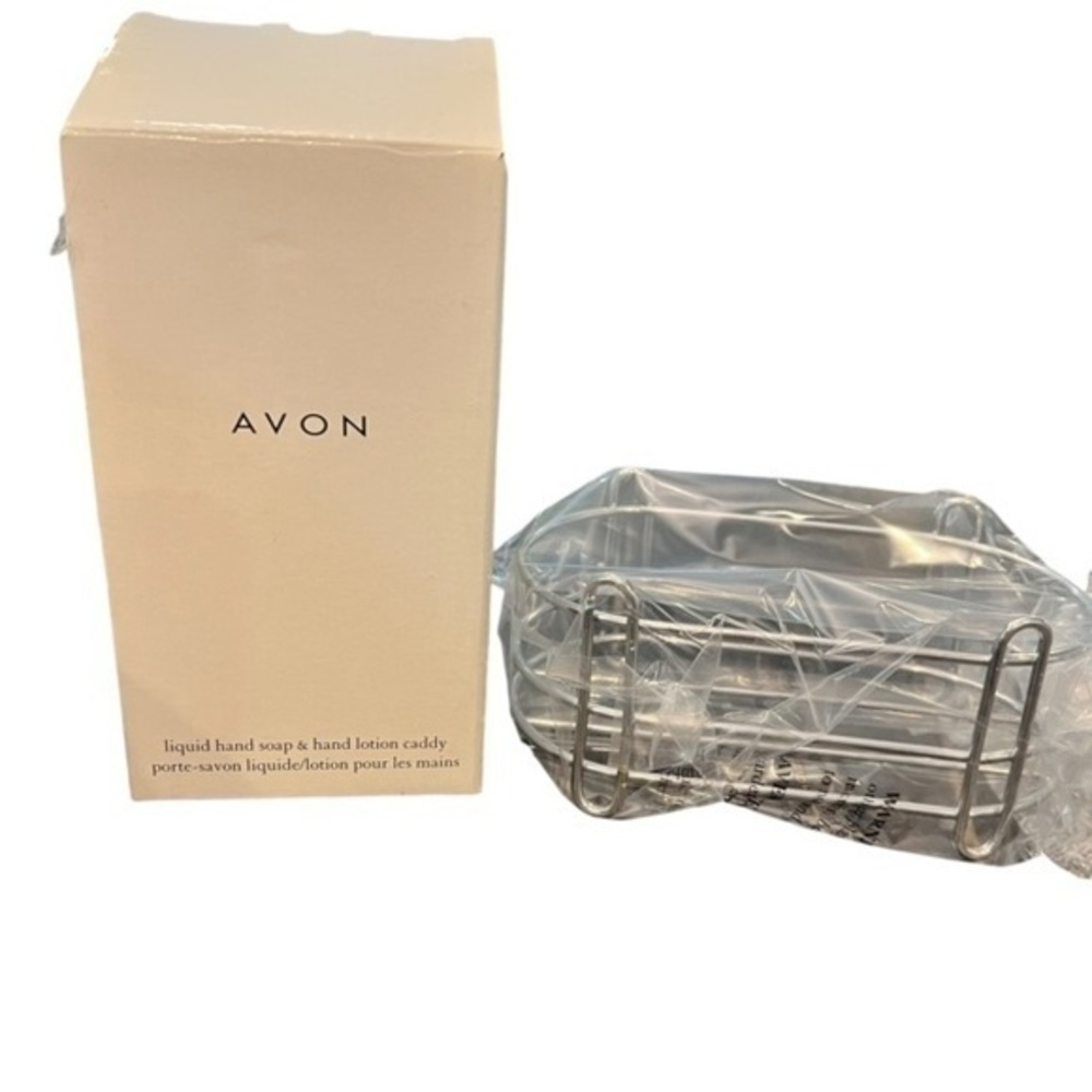 Avon Liquid Soap & Hand Lotion Caddy Silver Chrome New In Box‎